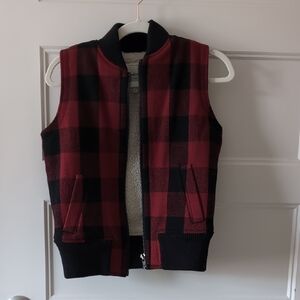 Madewell Red and Black Checkered Vest